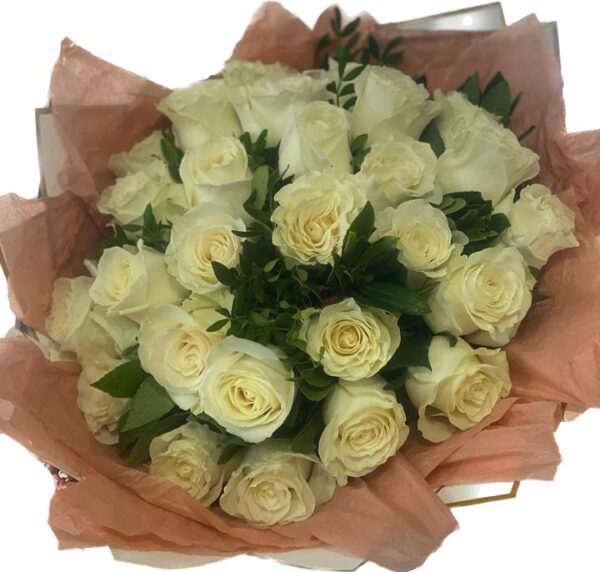 Buchet 25 Trandafiri Albi - imagine 4
